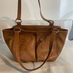 The Sak Bolinas Leather Satchel - Tobacco Floral Embossed